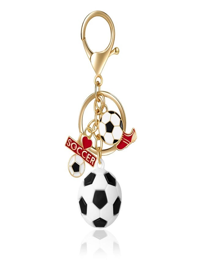 Joyline Soccer Gifts Funny Soccer Keychain for Men Women Mini 3D Love Football&Trophy Charm Keychain - Image 1